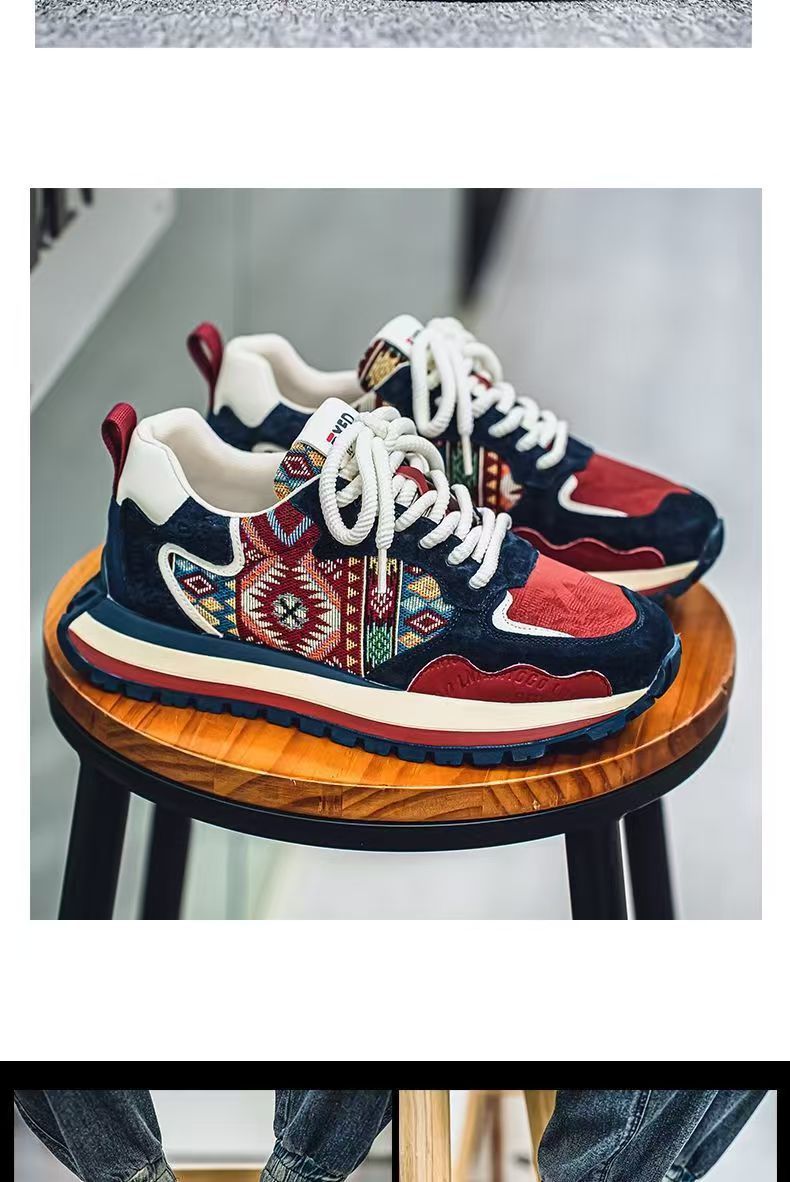 Casual herenschoenen met veters en etnisch patroon detail 14