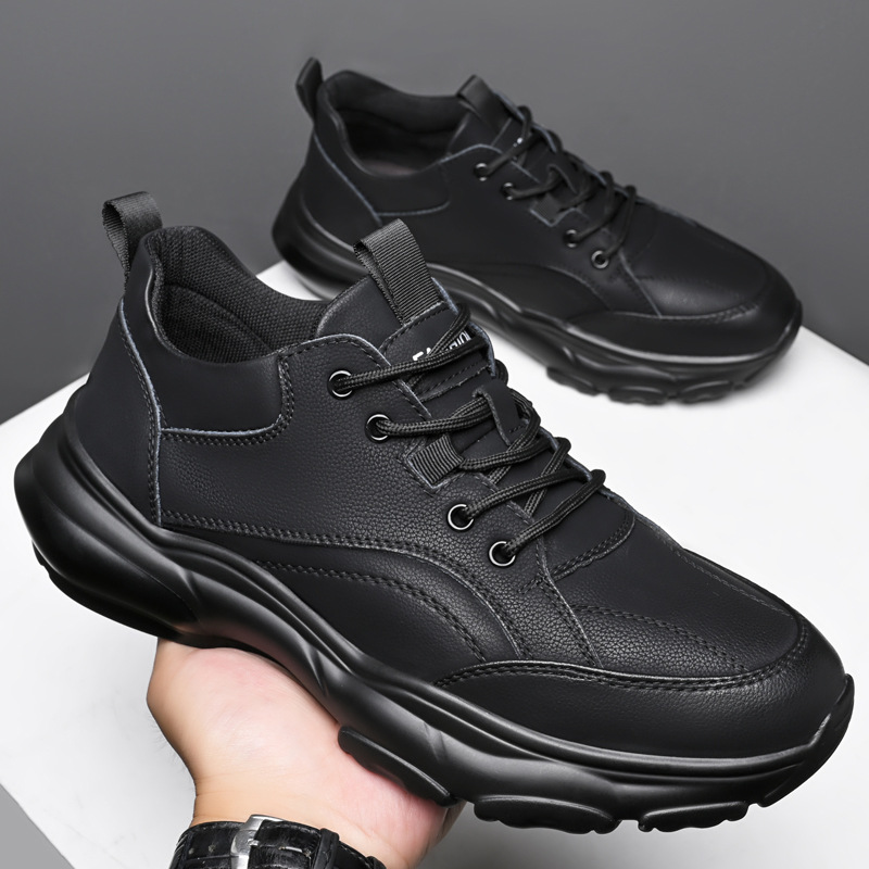 Men's Solid Lace-Up Cushioned Casual Shoes