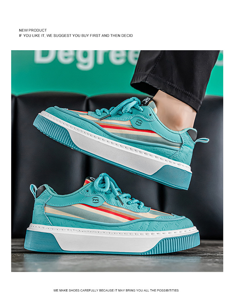 Men's Colorblock Cushioned Lace-Up Platform Casual Shoes detail 13