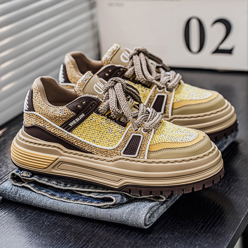 Chunky casual schoenen voor heren van canvas met plateauzool en colorblock 3