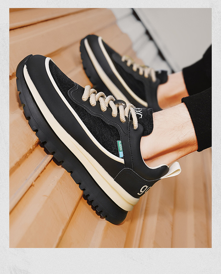 Men's Colorblock Platform Lace-Up Casual Shoes detail 7