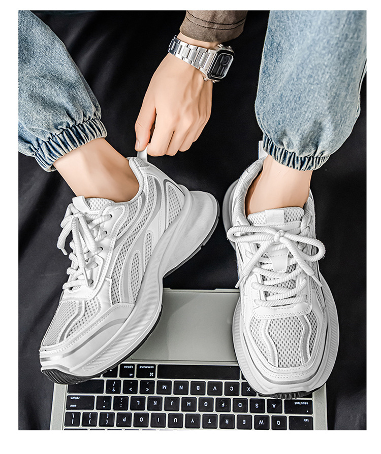 Atmungsaktive Plateau-Sneaker für Herren mit Schnürung detail 6