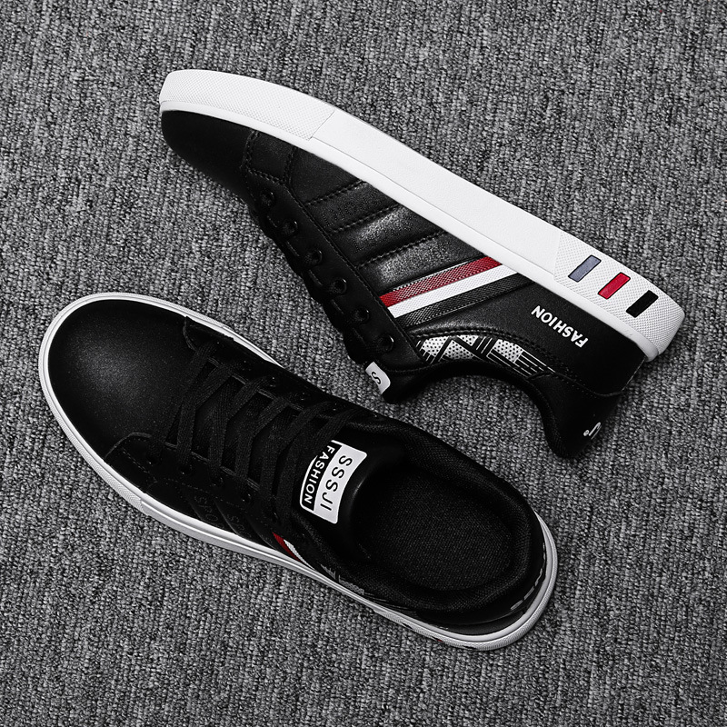 Leichte Freizeitschuhe für Herren aus PU-Leder mit Streifen & Schnürung detail 1