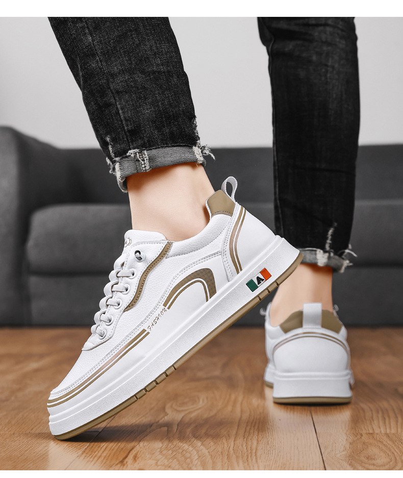 Rutschfeste PU-Leder Freizeitschuhe für Herren mit Schnürung detail 1