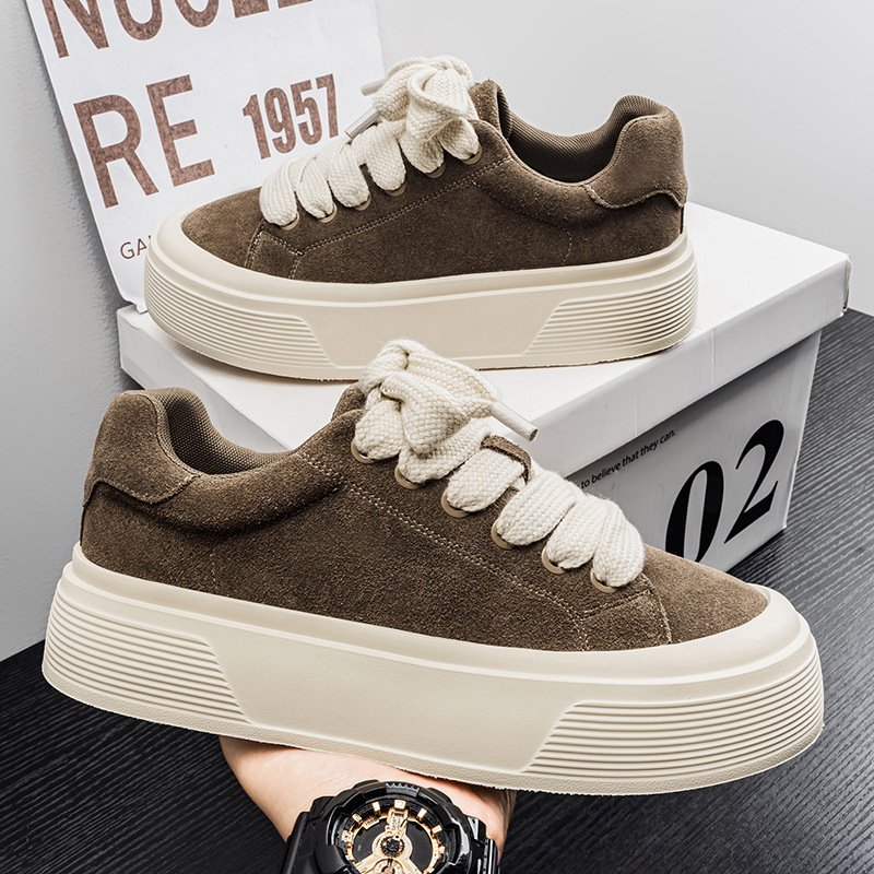 Herren Plateau-Freizeitschuhe aus Wildleder mit Schnürung detail 8