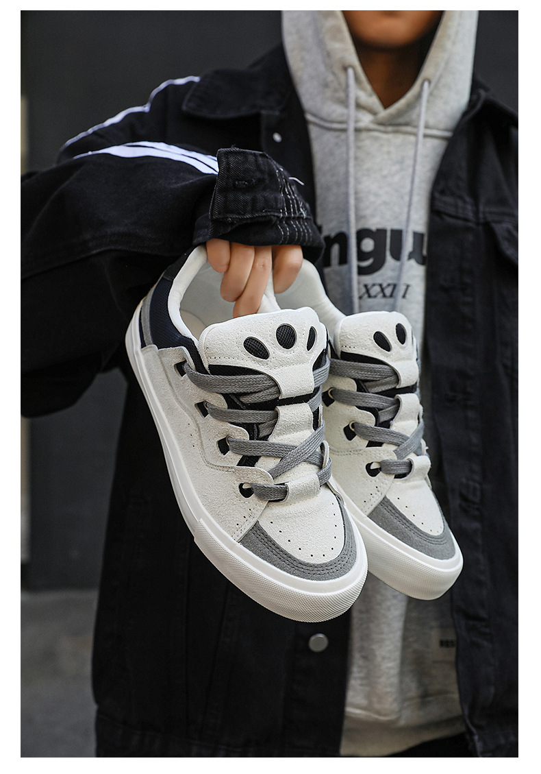 Unisex Colorblock Platform Lace-Up Skate Shoes detail 11