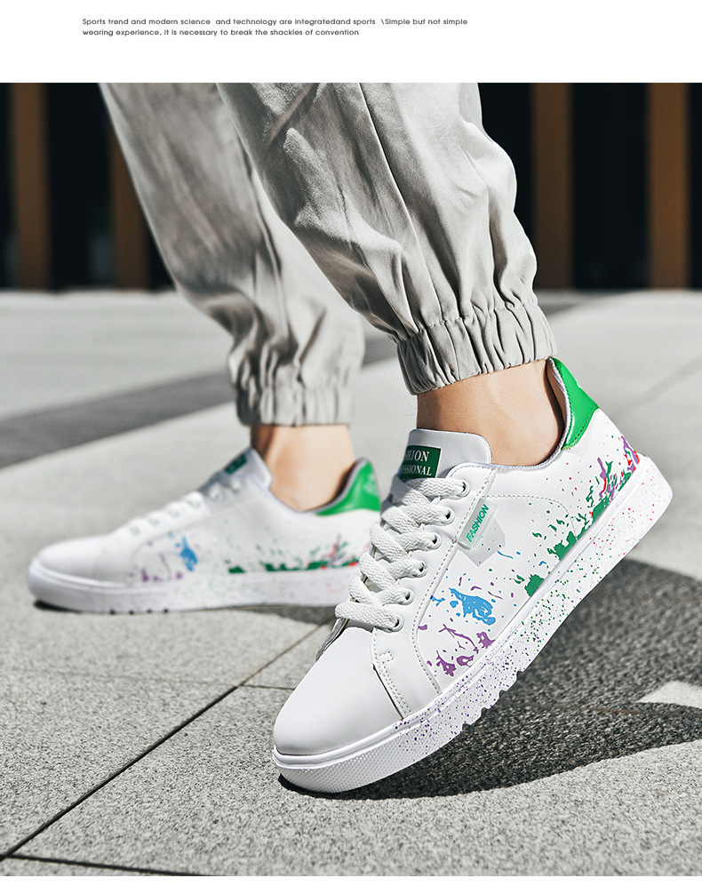 Men's Graphic-Print PU Leather Lace-Up Casual Sneakers detail 7