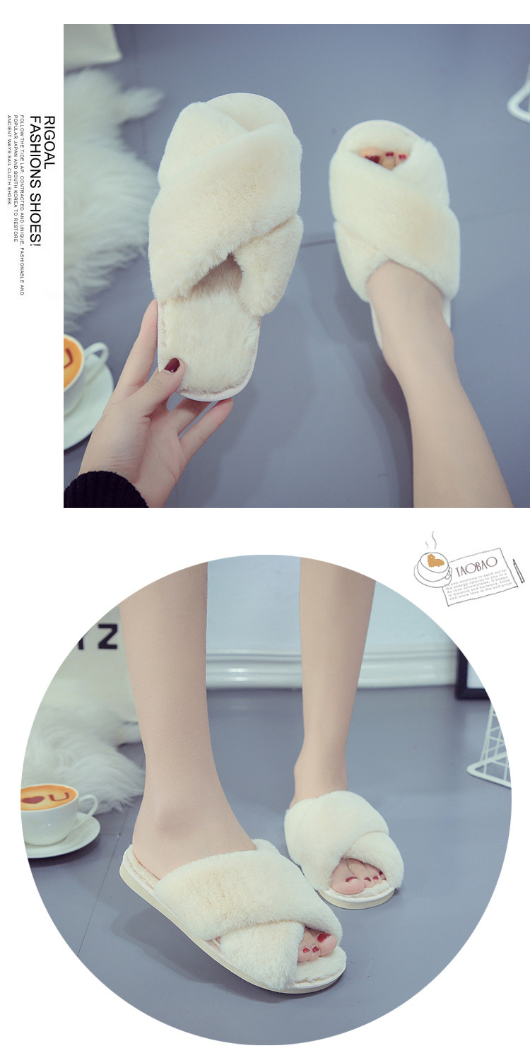 Pantuflas de felpa suave con tiras cruzadas para mujer detail 17