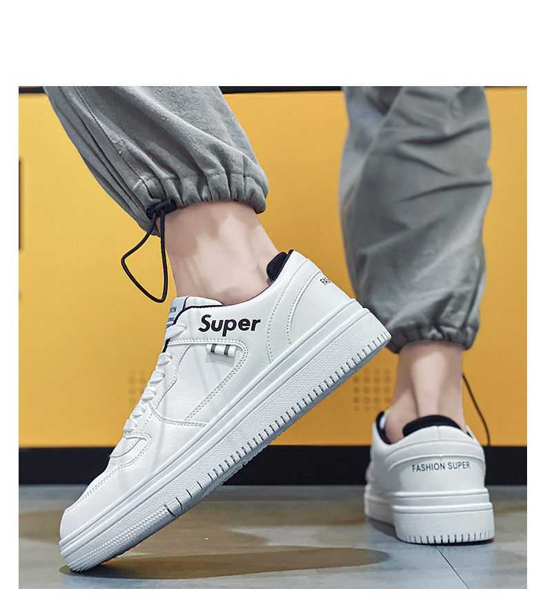 Lage vetersneakers voor heren van PU-leer detail 3