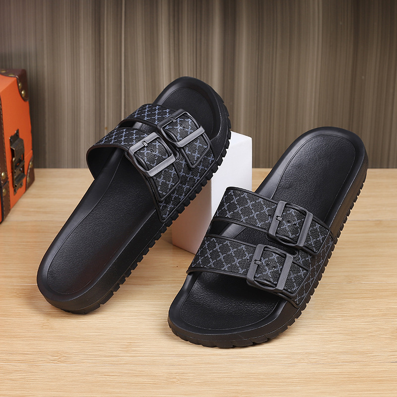 Casual heren slippers met open neus en dubbele gesp 2