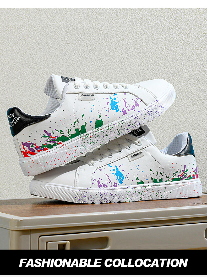 Men's Graphic-Print PU Leather Lace-Up Casual Sneakers detail 2