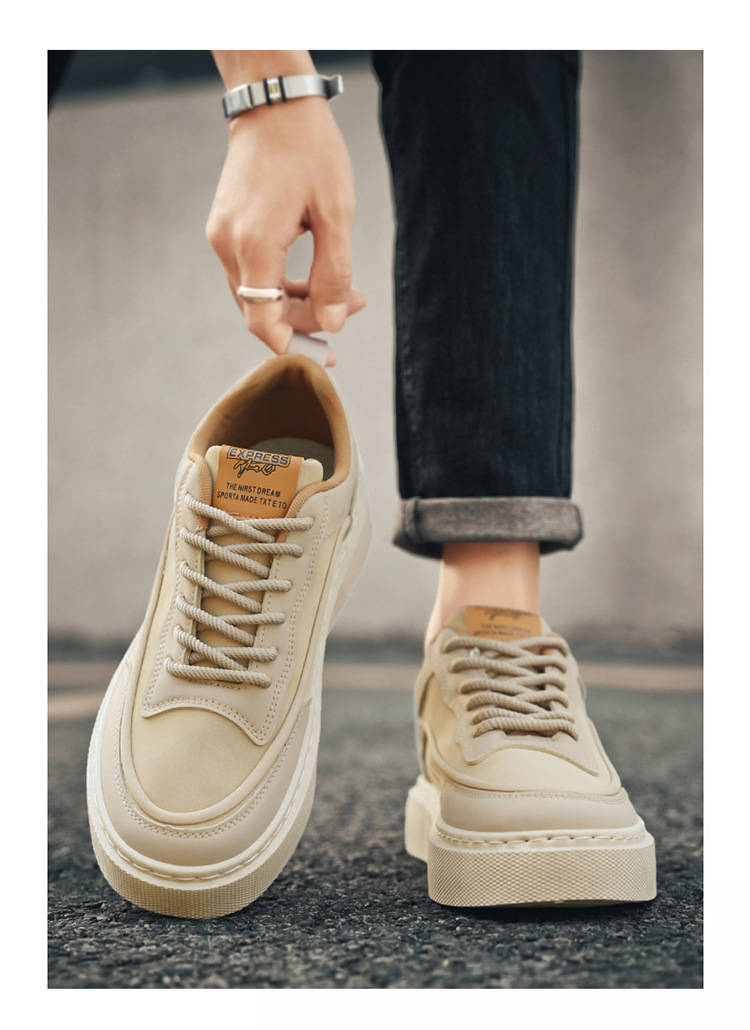 Herren Plateau Freizeitschuhe zum Schnüren aus PU-Leder detail 3