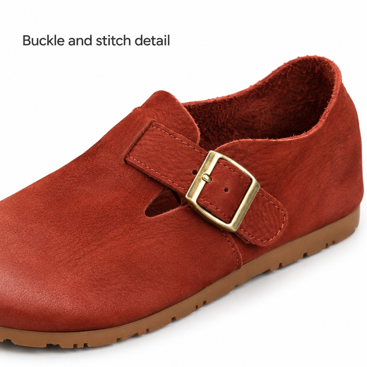 Women's Full-Grain Leather Buckle Barefoot Shoes detail 2