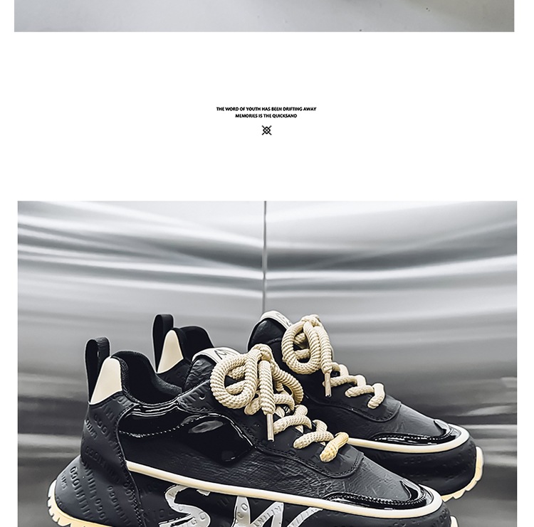 Scarpe casual da uomo con plateau stringate in pelle PU detail 2