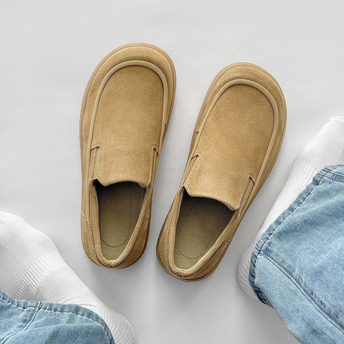 Casual slip-on herenschoenen van suède detail 8