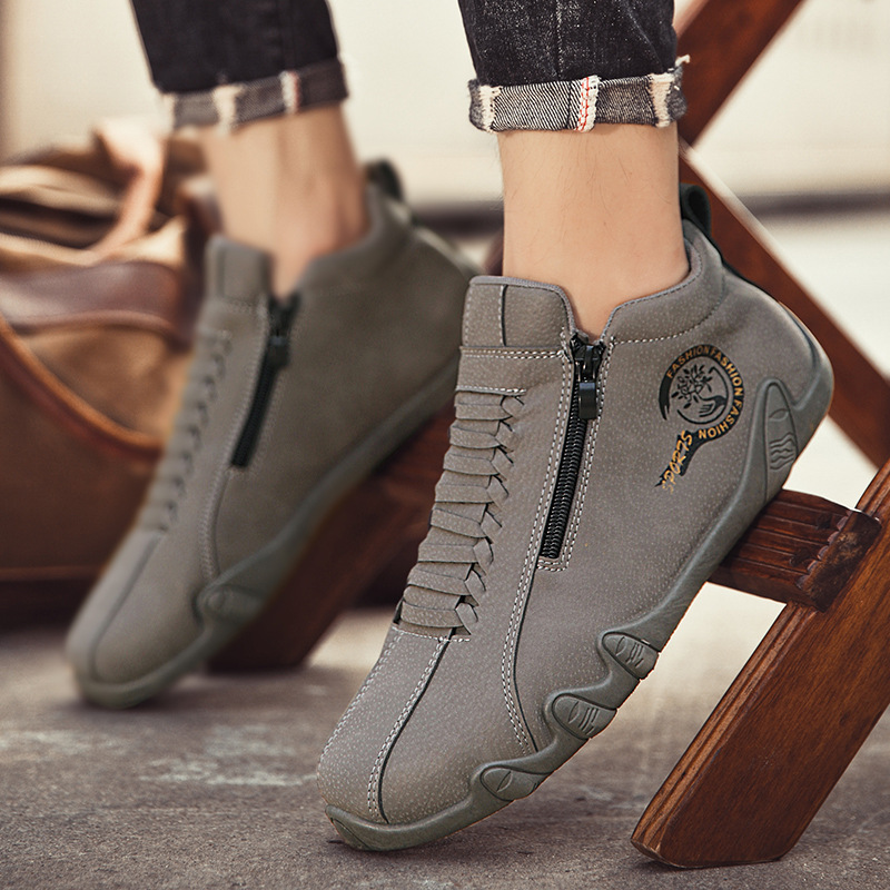 Herren-Freizeitschuhe aus Leder mit Reißverschluss und weicher Sohle 4