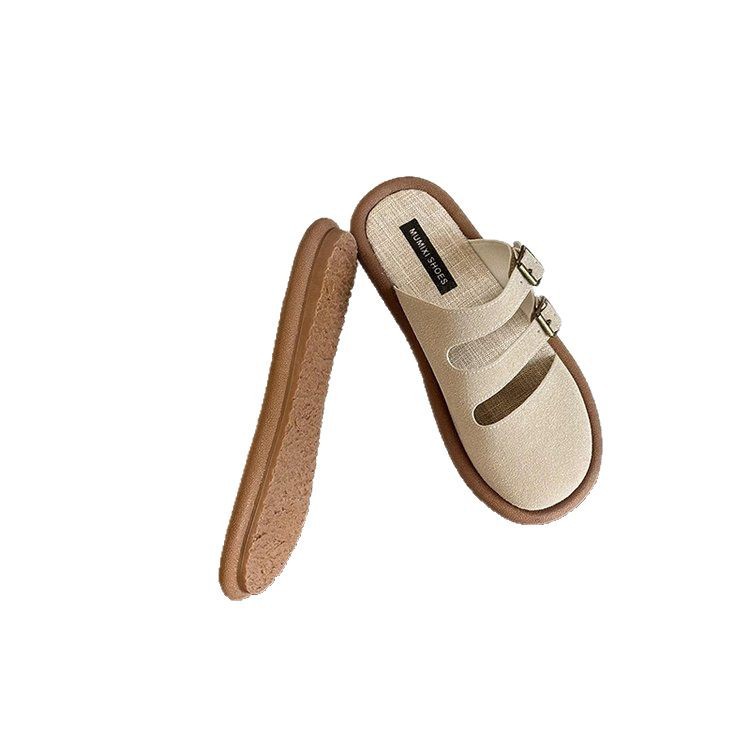 Chaussons plats en suédine à double boucle pour femme 6