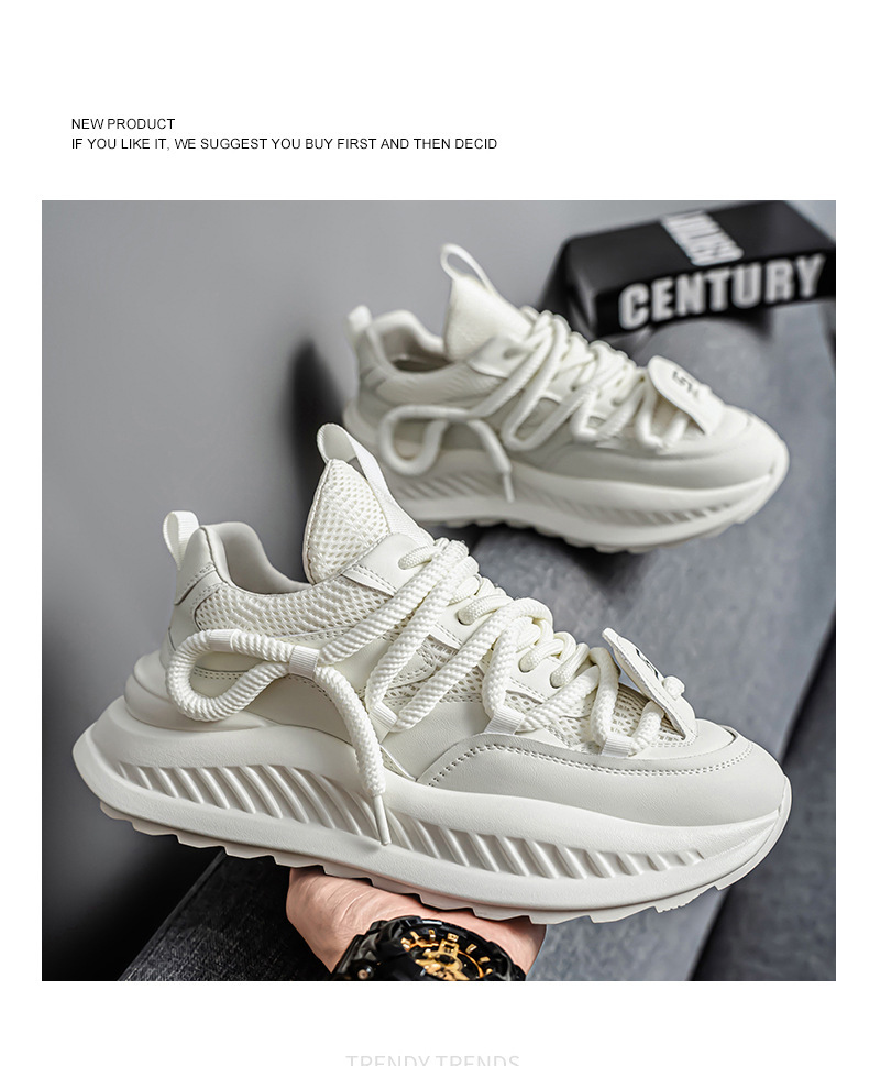 Atmungsaktive Plateau-Freizeitschuhe für Herren mit Schnürung detail 5