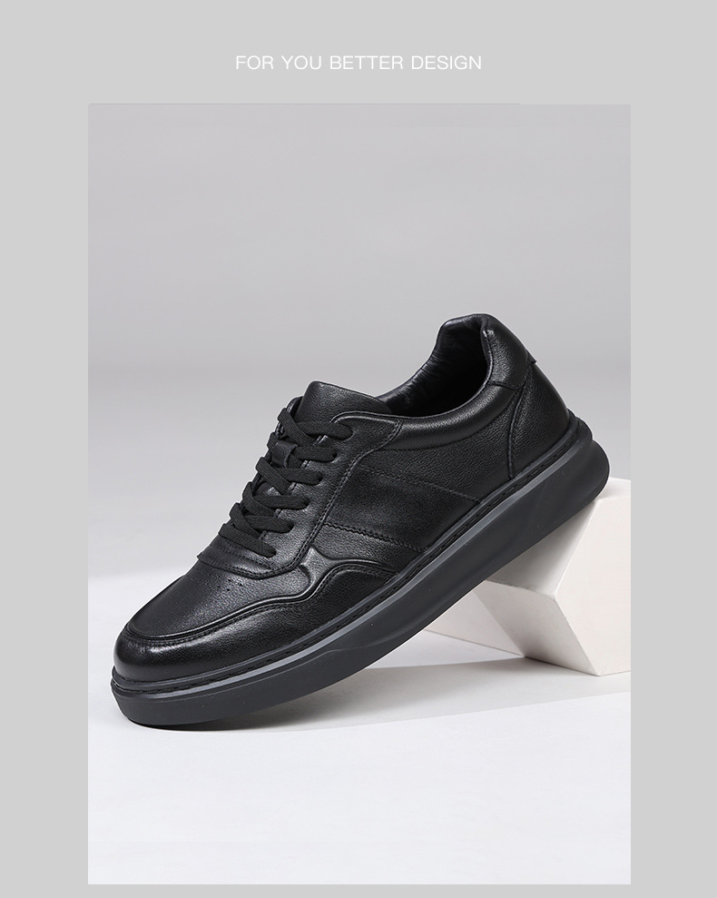 Men's Leather Cushioned Platform Casual Shoes detail 4
