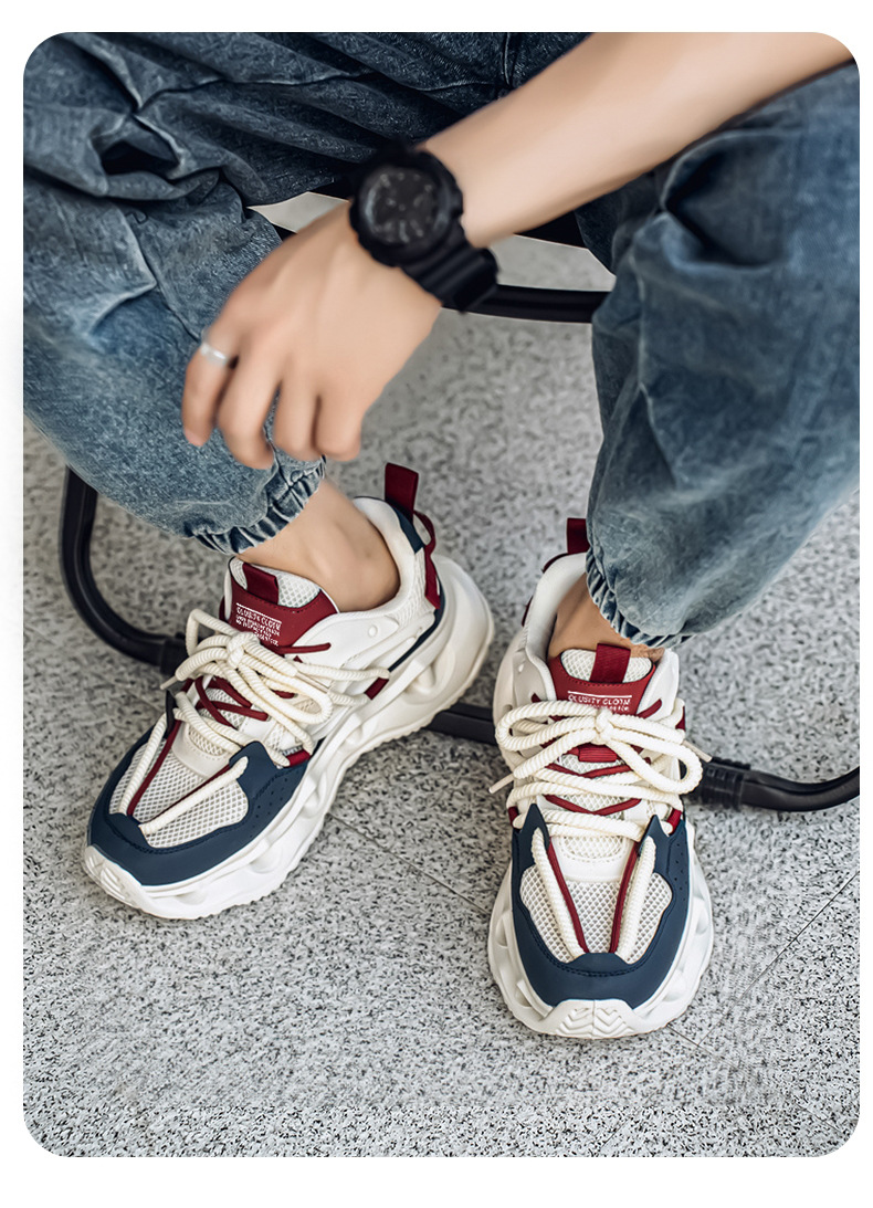 Sneakers stringate da uomo con plateau chunky e traspiranti detail 13