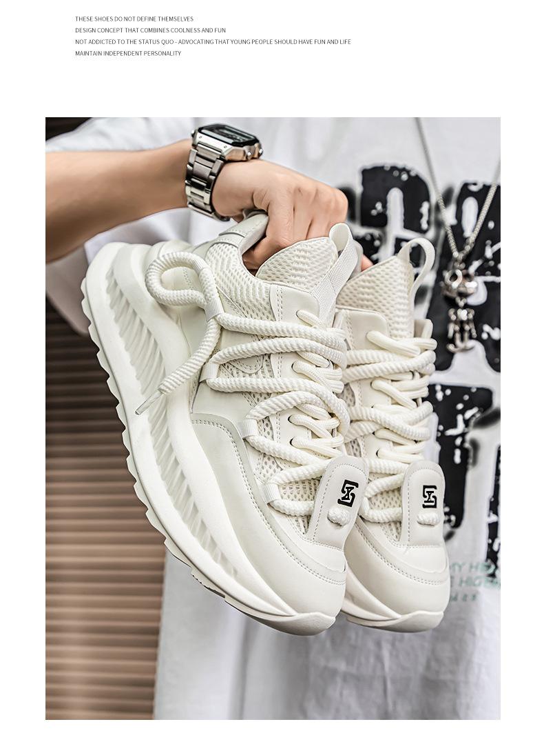 Atmungsaktive Plateau-Freizeitschuhe für Herren mit Schnürung detail 1