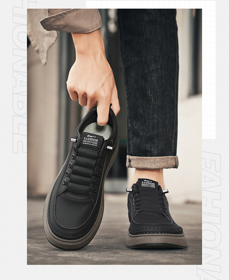 Rutschfeste PU-Leder Freizeitschuhe für Herren mit Schnürung detail 1