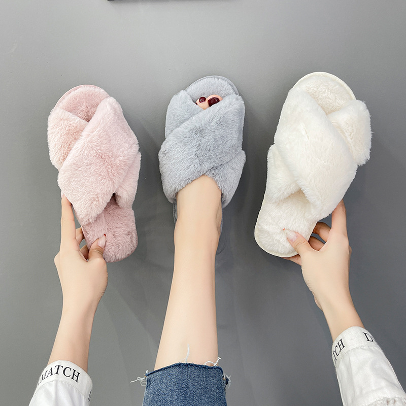 Pantuflas de felpa suaves para mujer con puntera abierta 5