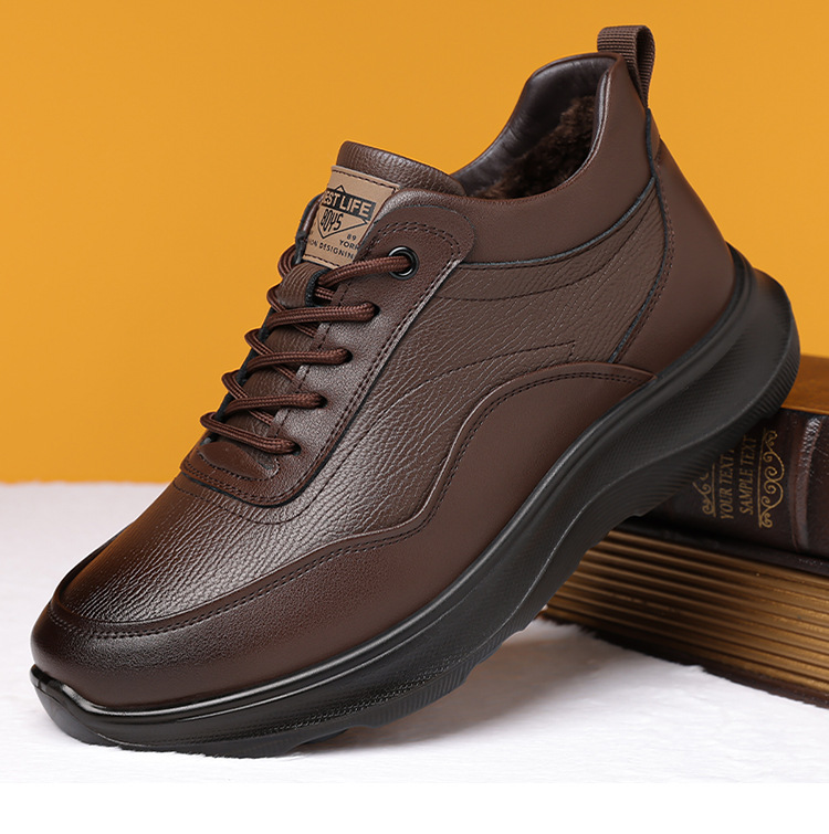 Gefütterte Leder-Freizeitschuhe für Herren mit Dämpfung detail 8