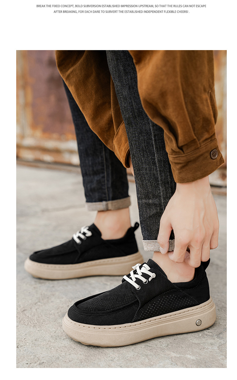 Gedämpfte Plateau-Freizeitschuhe für Herren mit Schnürung detail 9