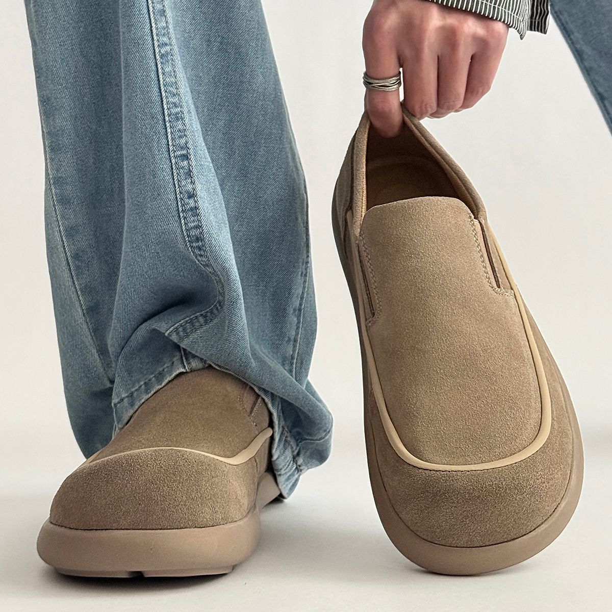 Casual slip-on herenschoenen van suède detail 11