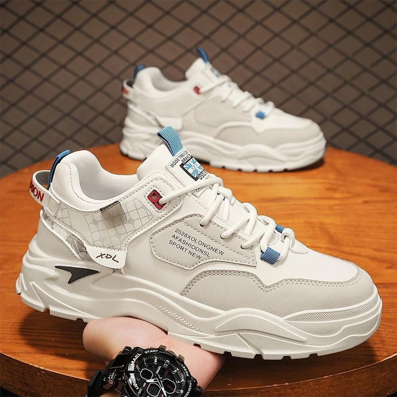 Scarpe casual da uomo stringate con plateau spesso e motivo colorblock 4