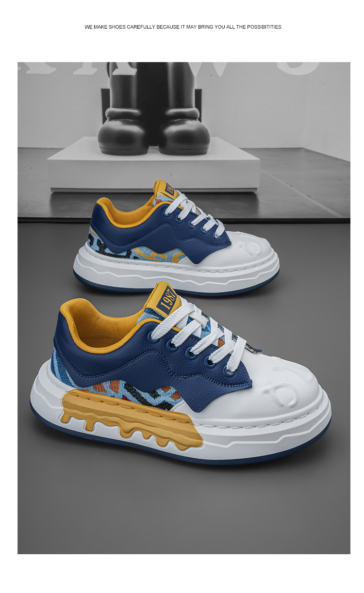 Men's Colorblock Lace-Up Platform Casual Sneakers detail 16