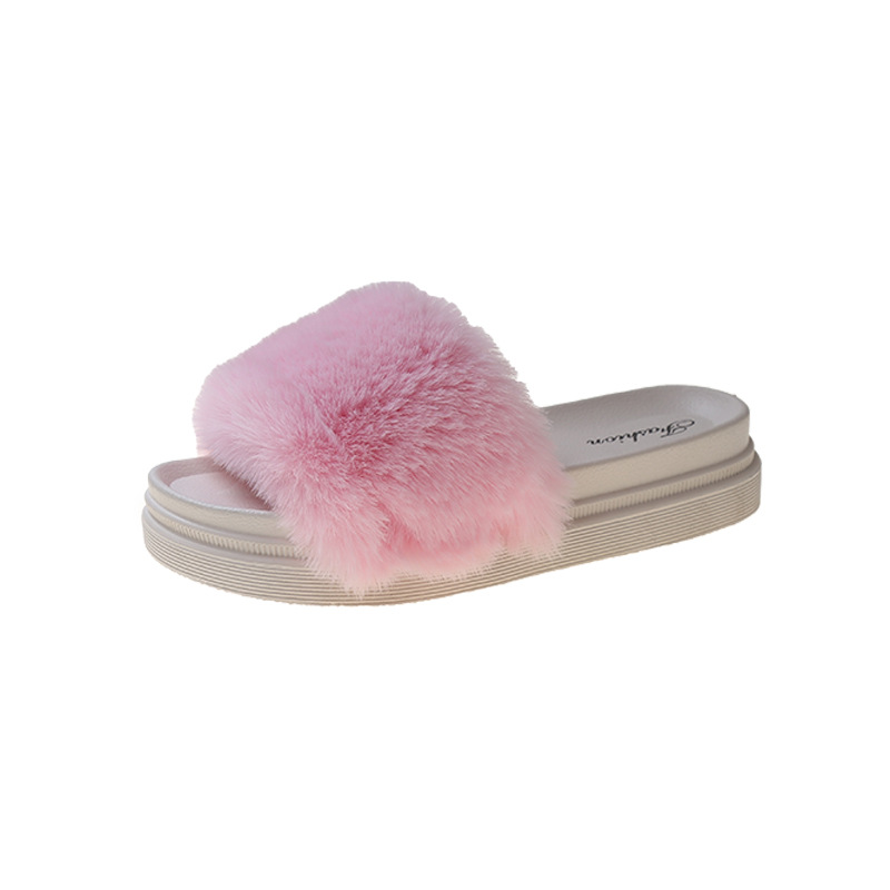 Pantofole da donna in morbido peluche con plateau e punta aperta 6