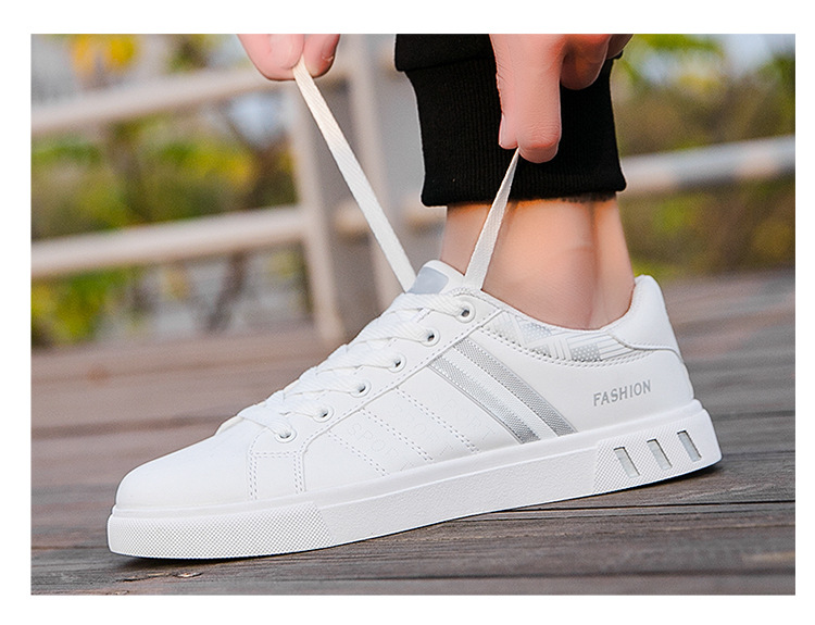 Chaussures casual à lacets à rayures en cuir PU pour hommes detail 15