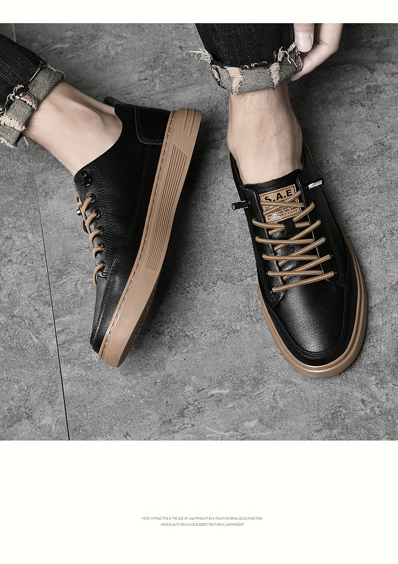 Men's Breathable Leather Lace-Up Casual Shoes detail 6