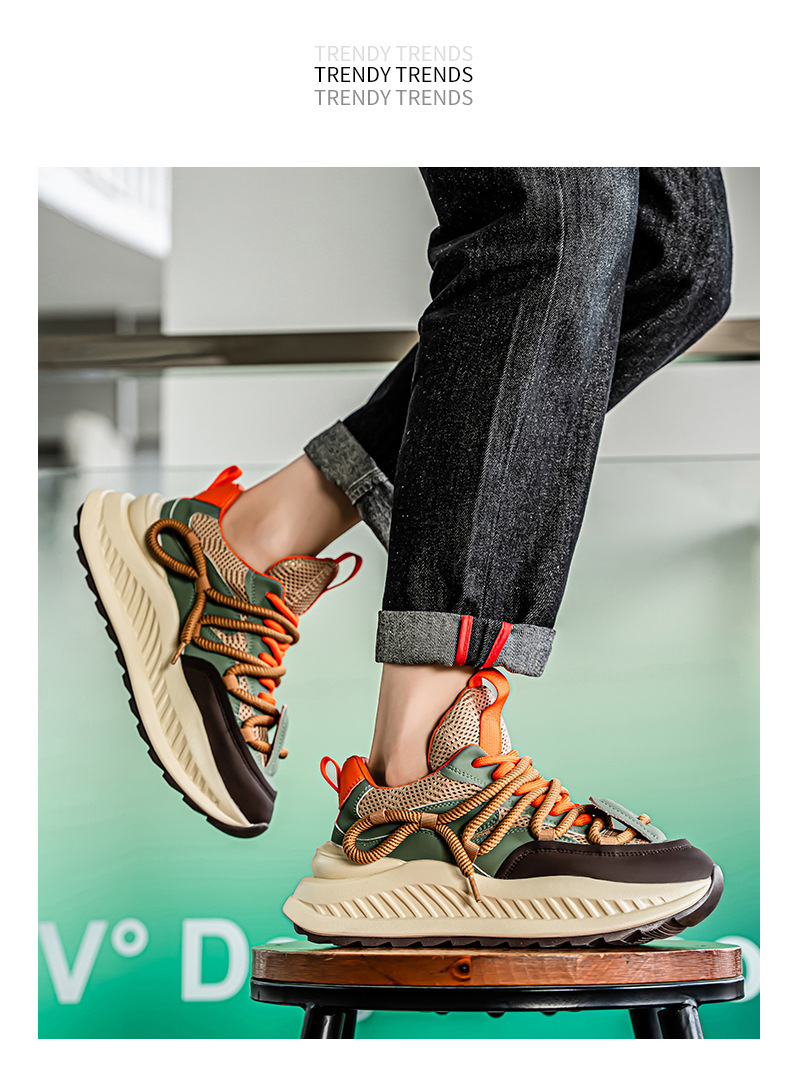 Atmungsaktive Plateau-Freizeitschuhe für Herren mit Schnürung detail 12