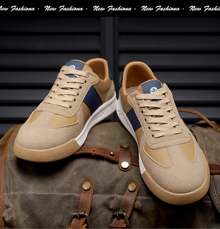 Men's Colorblock Leather Lace-Up Casual Shoes detail 10