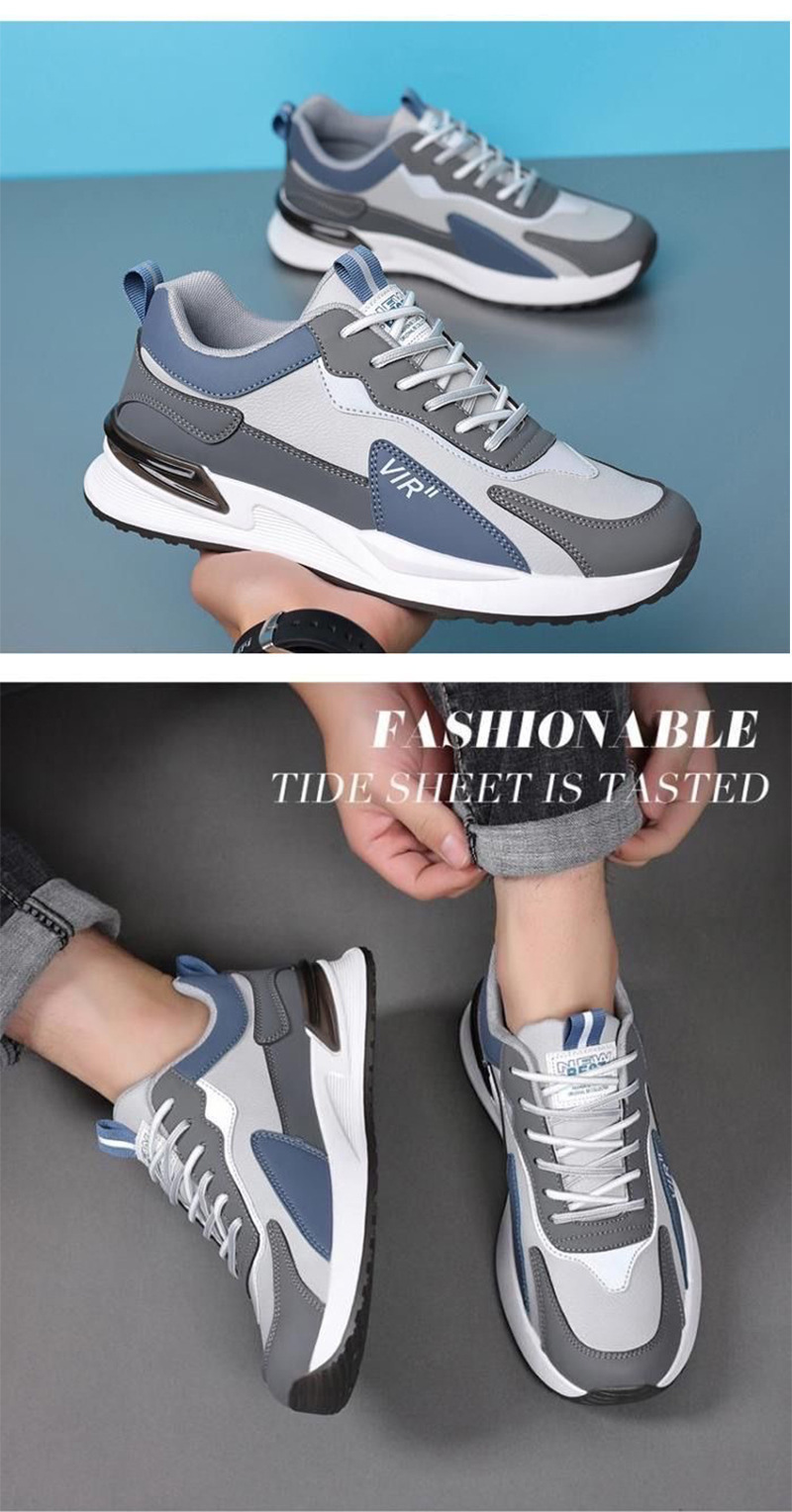 Zapatos casuales de hombre transpirables con cordones estilo color block detail 2