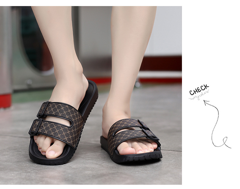 Casual heren slippers met open neus en dubbele gesp detail 6
