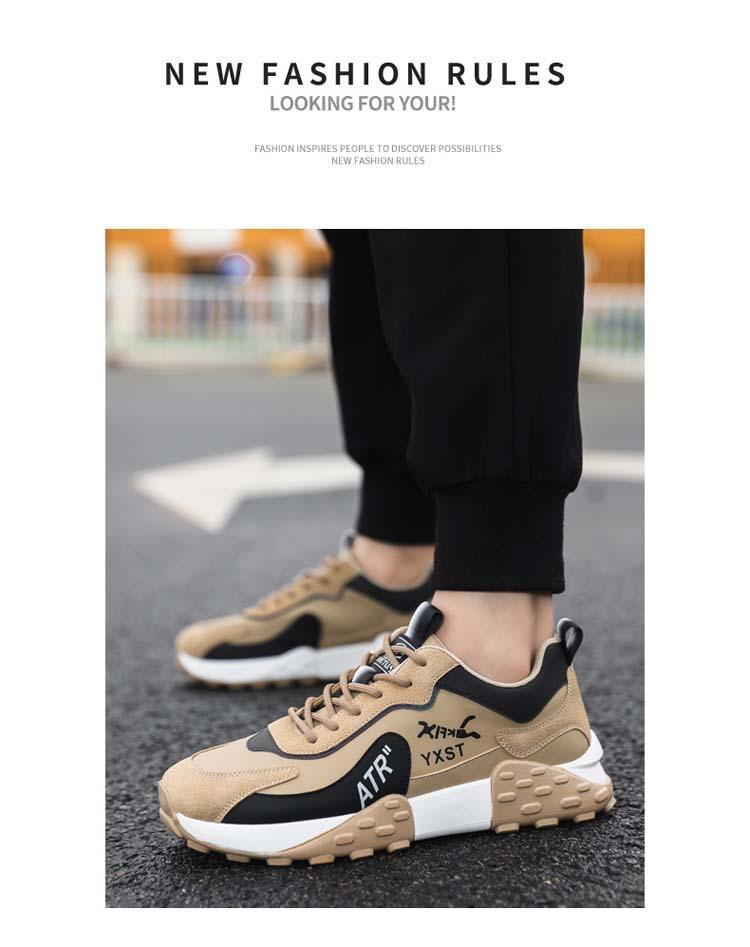 Chaussures casual pour hommes à lacets et semelle amortissante, color-block detail 1