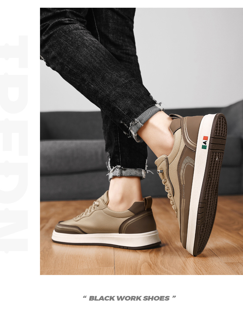 Rutschfeste PU-Leder Freizeitschuhe für Herren mit Schnürung detail 3