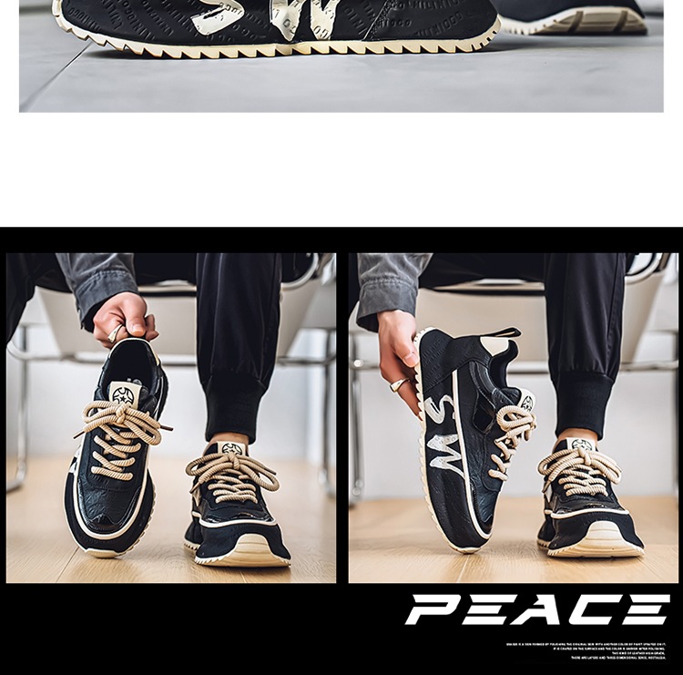 Scarpe casual da uomo con plateau stringate in pelle PU detail 12