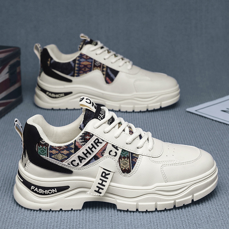 Sneakers stringate da uomo con zeppa e motivo color block 4