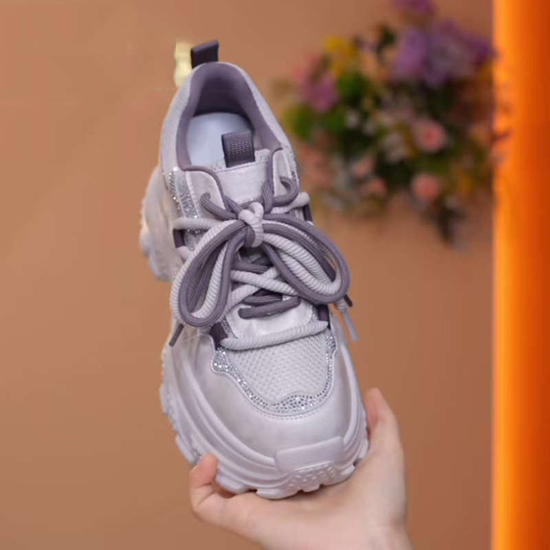 Damen Chunky Sneaker mit Plateau Schnürschuhe mit dicker Sohle 3