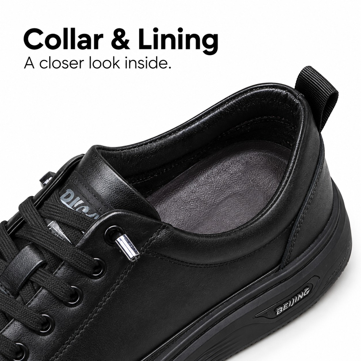 Men's Full-Grain Leather Cushioned Lace-Up Casual Shoes detail 3