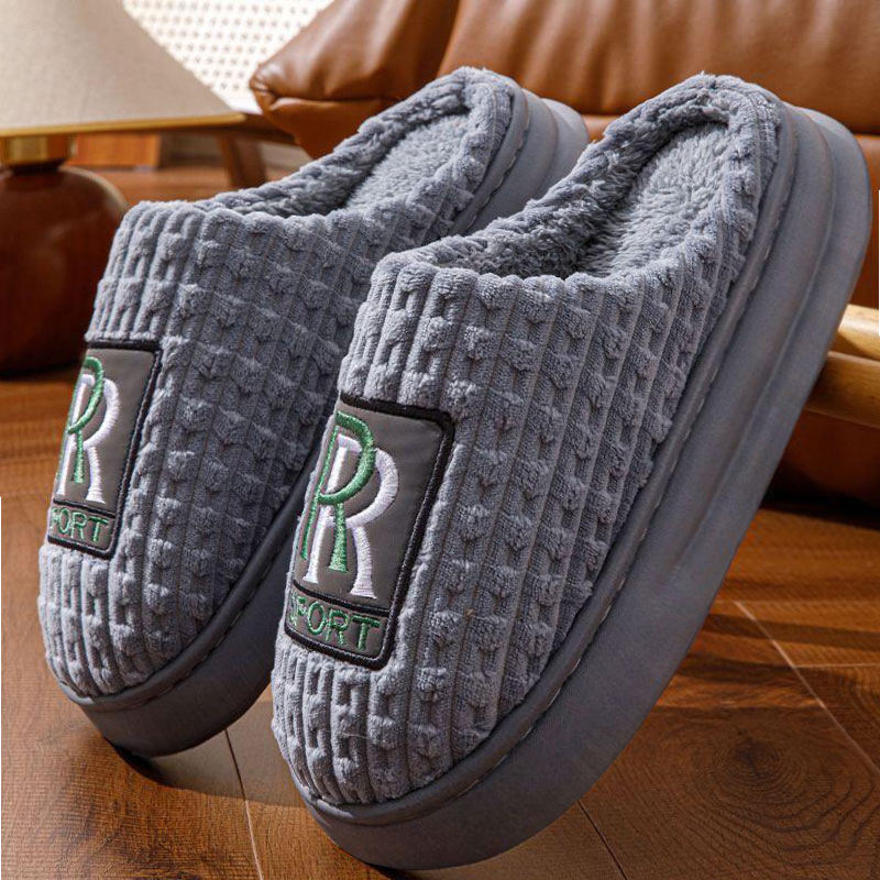 Unisex Warm Plush Lining Thick Sole Slip-On Slippers 3