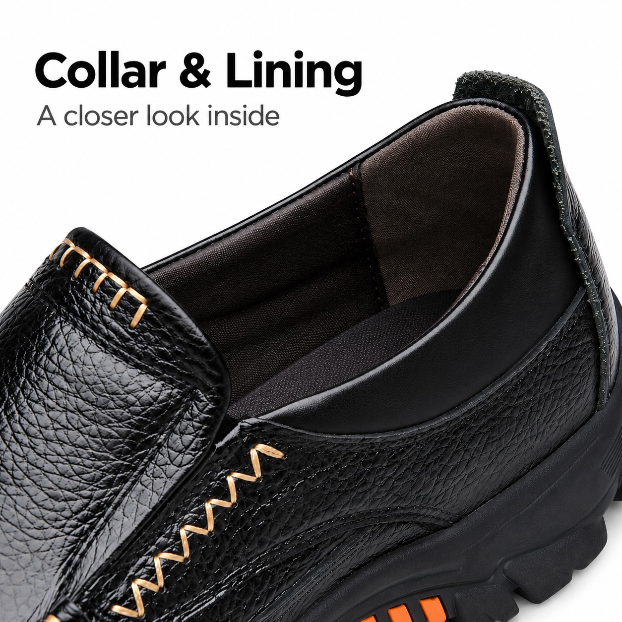 Men's Full-Grain Leather Lug-Sole Casual Shoes detail 3