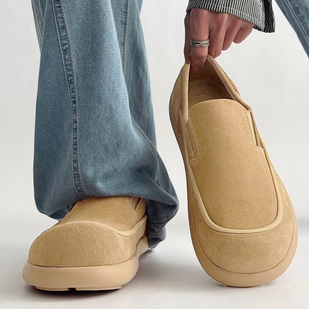 Casual slip-on herenschoenen van suède detail 3