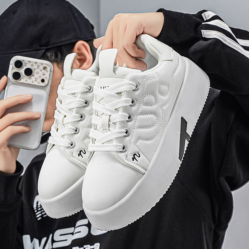 Chaussures casual à plateforme et lacets pour homme à semelle épaisse 4