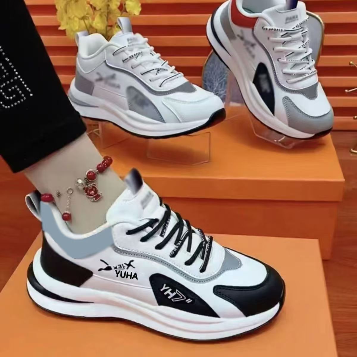 Scarpe casual da donna stringate e ammortizzate con design a blocchi di colore detail 3